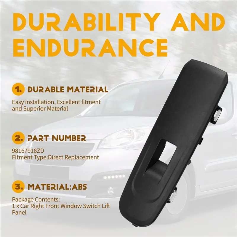 Reliable-Car Right Front Door Armrests Lift Panel Trim Window Switch 98167918ZD For Partner Rifter Citroen LHD