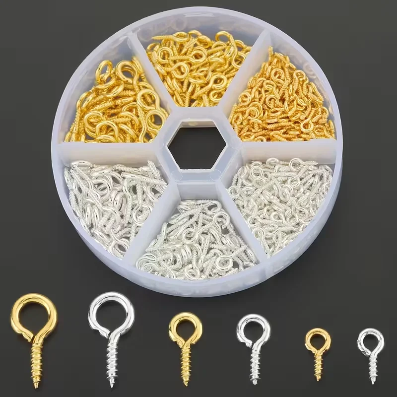 

100-800pcs Small Tiny Mini Eye Pins Pins Hooks Eyelets Screw Threaded Gold Clasps Hooks Jewelry Findings For Making DIY 9x4mm