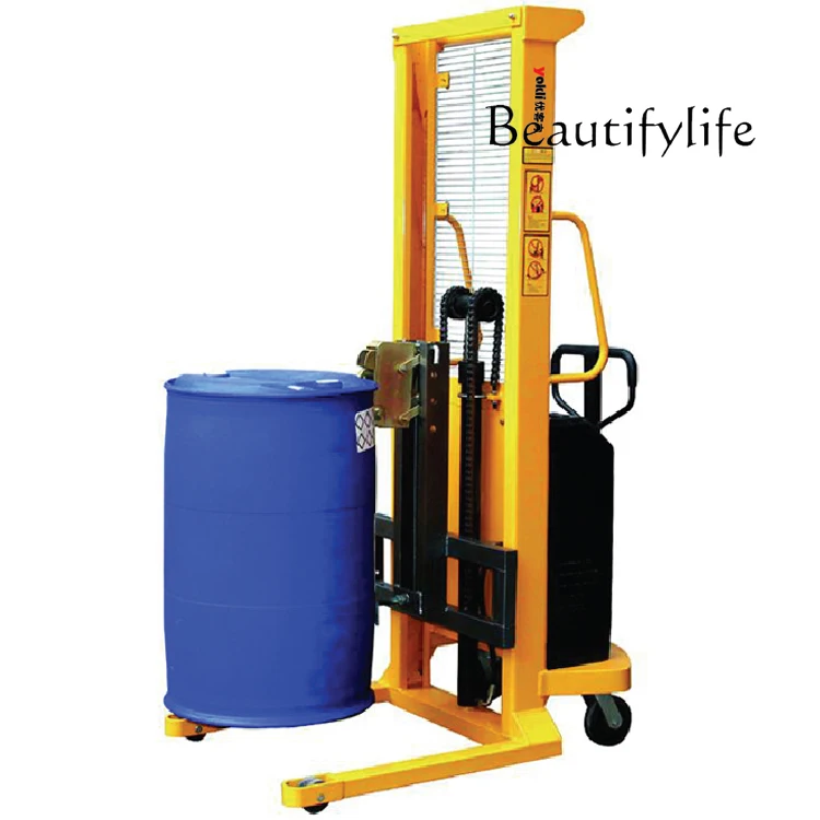 Load 500KG semi-electric oil drum stacker to improve power lifting labor-saving and high efficiency