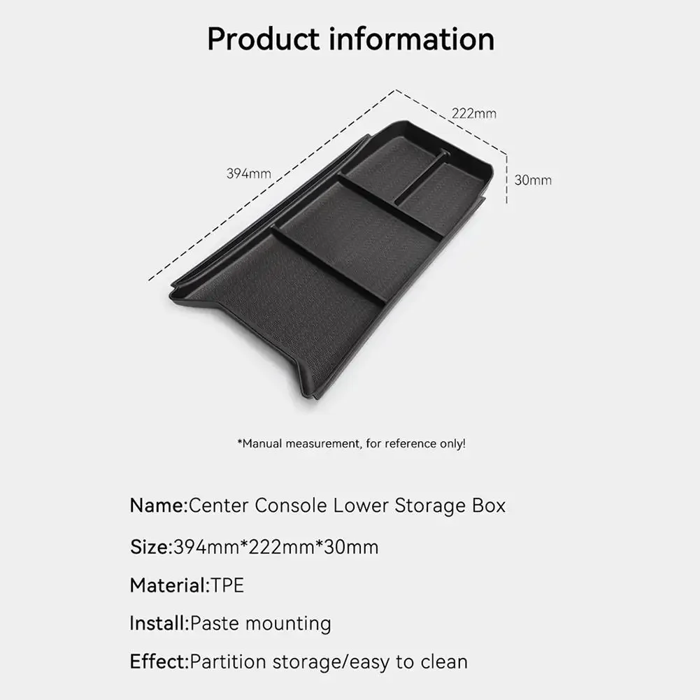 For Chery OMODA C5 EV Model 2024 2025 Center Console Lower Storage Box Car Tray TPE Organizers Accessories Tidying Black 6