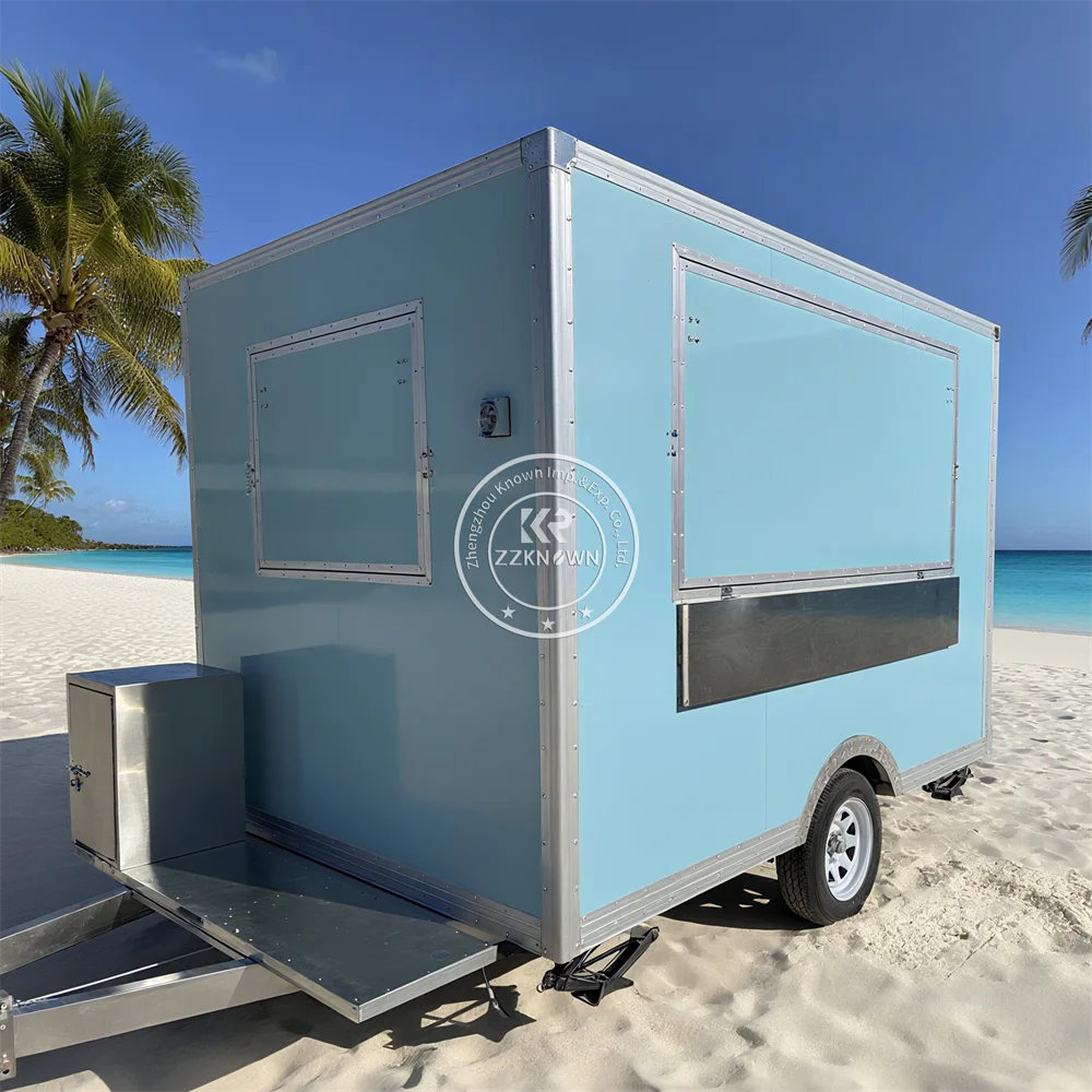 

Уличный прицеп для еды, полностью оборудованный мобильный концессионный тележка для гамбургеров, пиццы, мороженого, уличный грузовик для еды с полной кухней