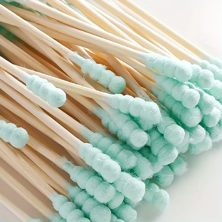 500 Stück hypoallergene Schwämme mit doppelter Spitze, rosa, für Ohren-, Nasenreinigungs- und Make-up-Anwendungen – Detail 6