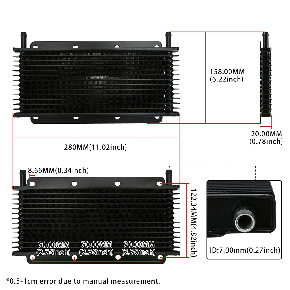 Universeller Ölkühler für Automatikgetriebe aus Aluminium, 14/25/32 Reihen, ölgekühlter Kühler