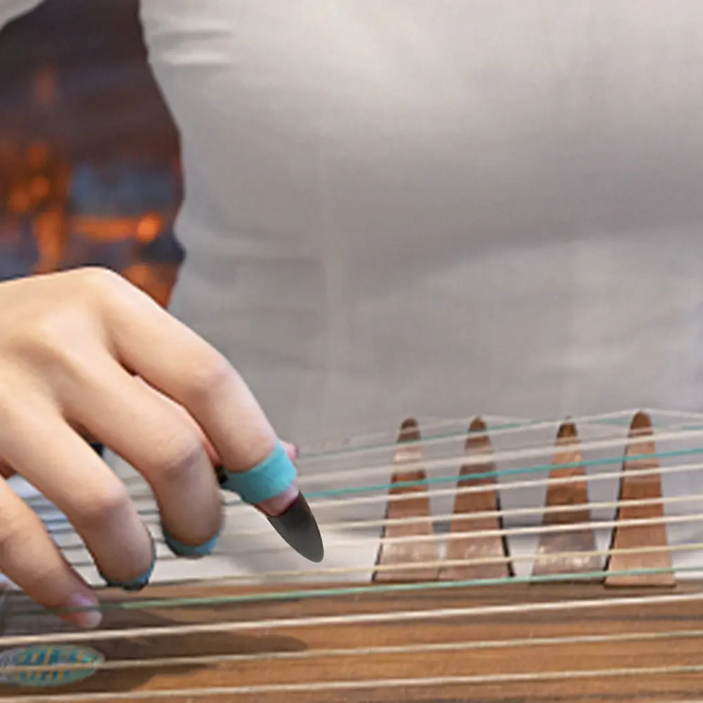 8Pcs Guzheng Finger Picks Nano-Polymer Material Smooth Round Lightweight Finger Protectors for Guzheng Performance Practice