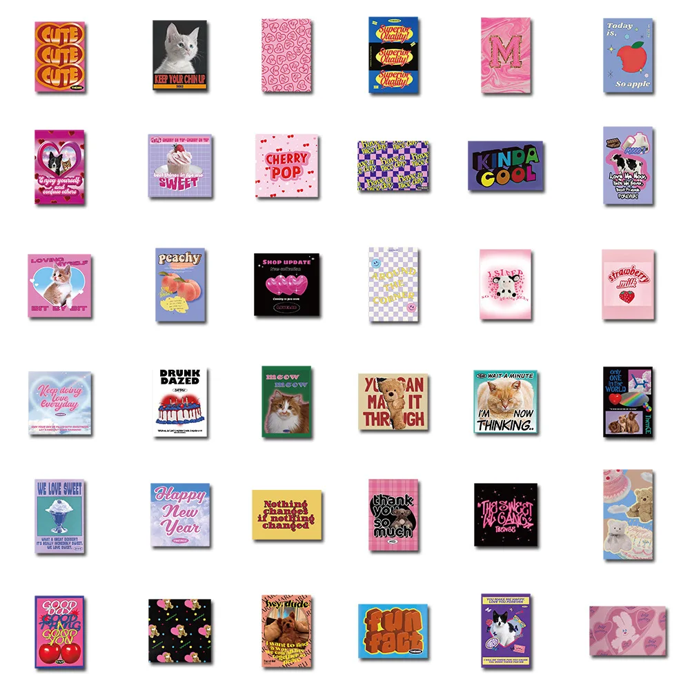 50PCS colorful y2k decorative stickers aesthetics Dreamy style notebook diary laptop luggage waterproof graffiti sticker toys