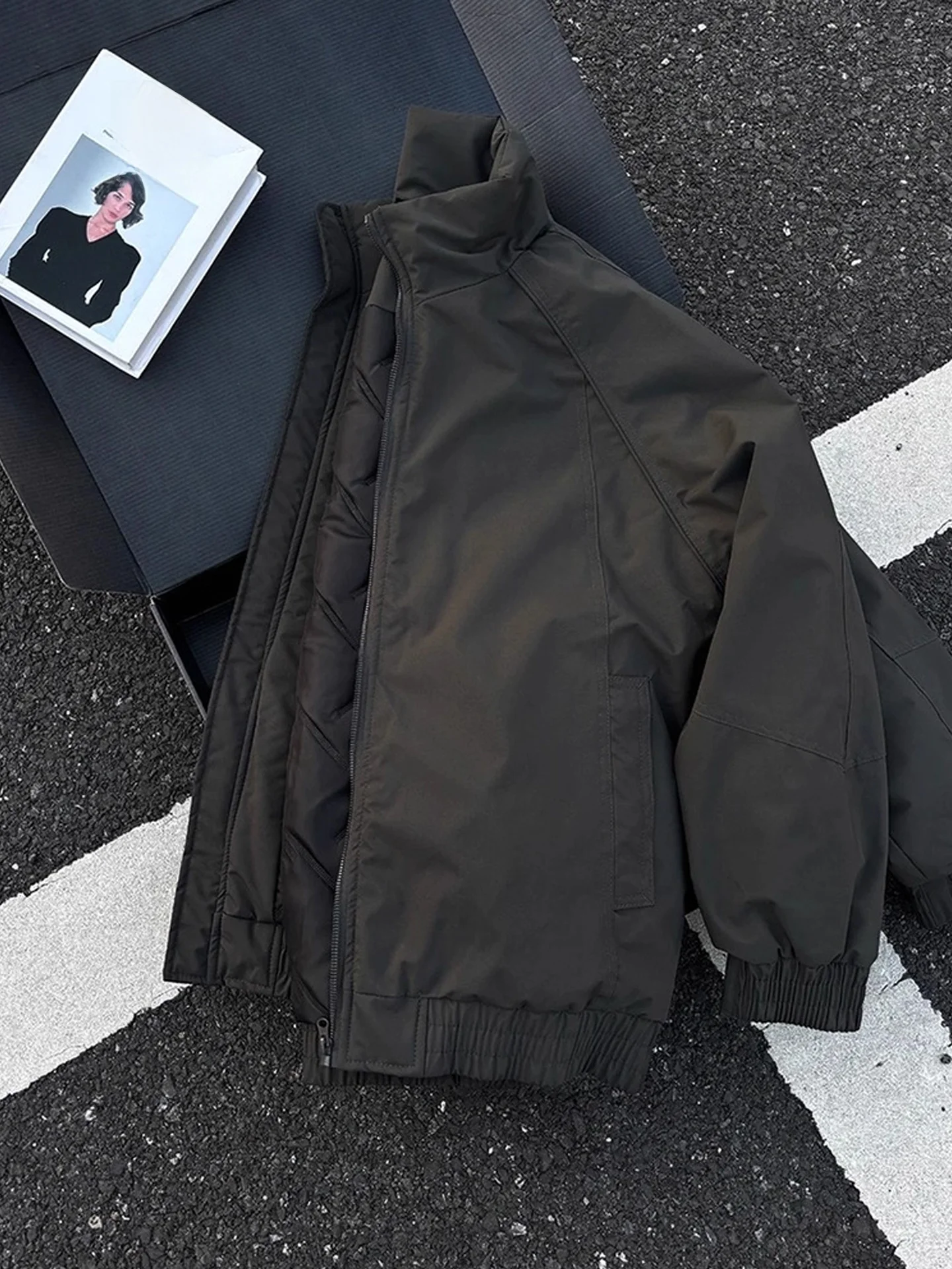 

Deep ey American Tee-Proof Men's Winter Thiened Warm Cotton Jaet Casual Stand Collar down Jaet Flight Jaet