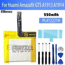 100% Original PL412221H Battery For Huami Amazafit GTS A1913 A1914 Smart Watch Battery 412221 220mAh + Free Tools
