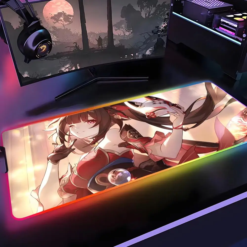 

Sparkle Honkai Star Rail Mouse Pad Gamer Rgb Desk Mat Back Light Led Mousepad Setup Gaming Accessories Deskmat Big Mousepepad