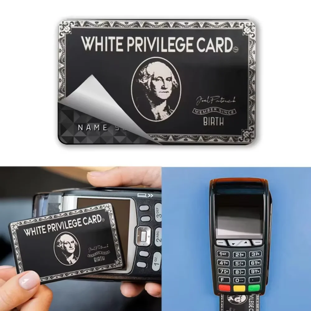 1/4Pcs New Funny White Privilege Debit Card Skin Sticker Decoration Stylish Bus Credit Card Sticker Protection Film Waterproof