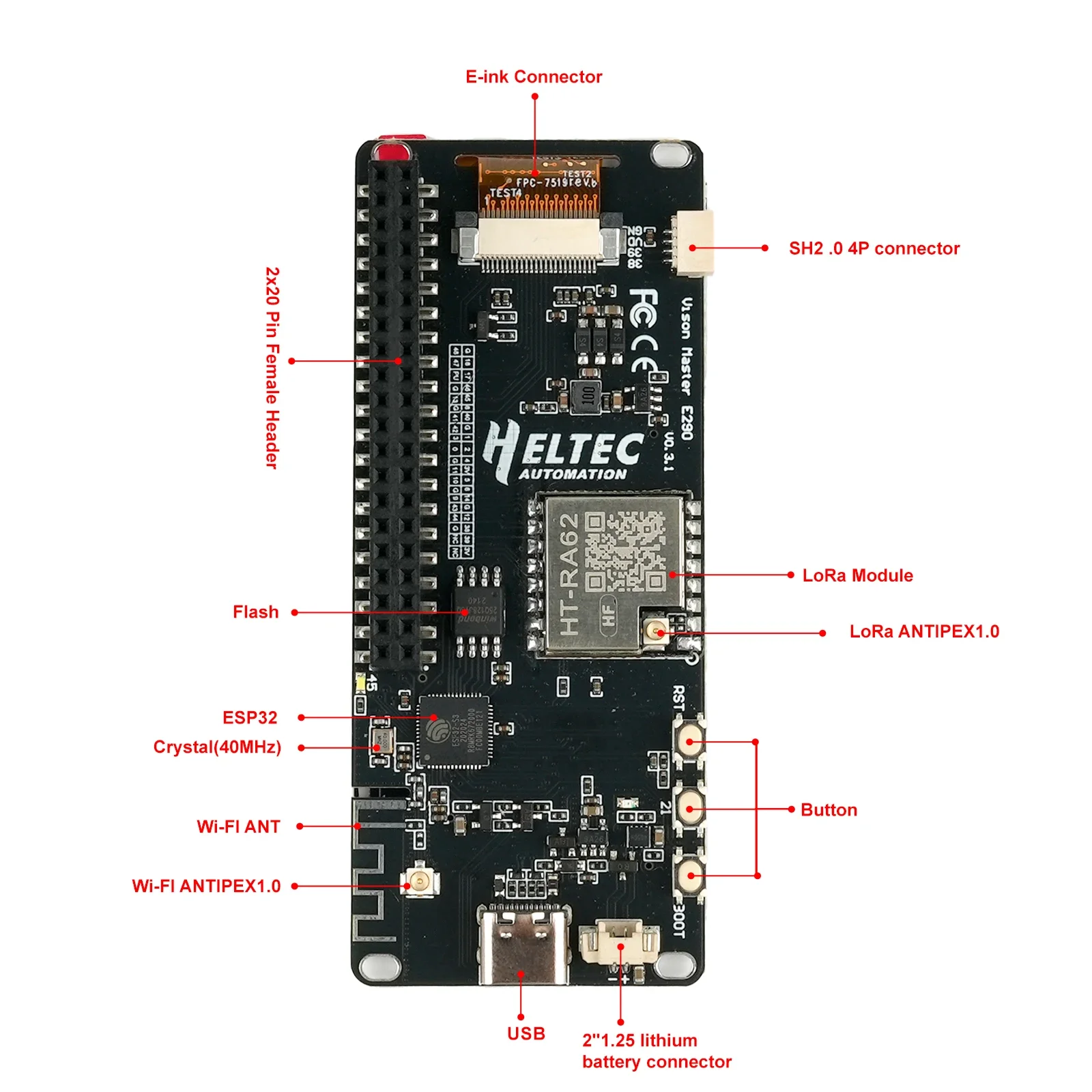 Imagem -05 - Placa do Desenvolvimento Esp32s3r8 Tela Eletrônica da Tinta nó Eink Loaaiwan 915mhz com Lora 29