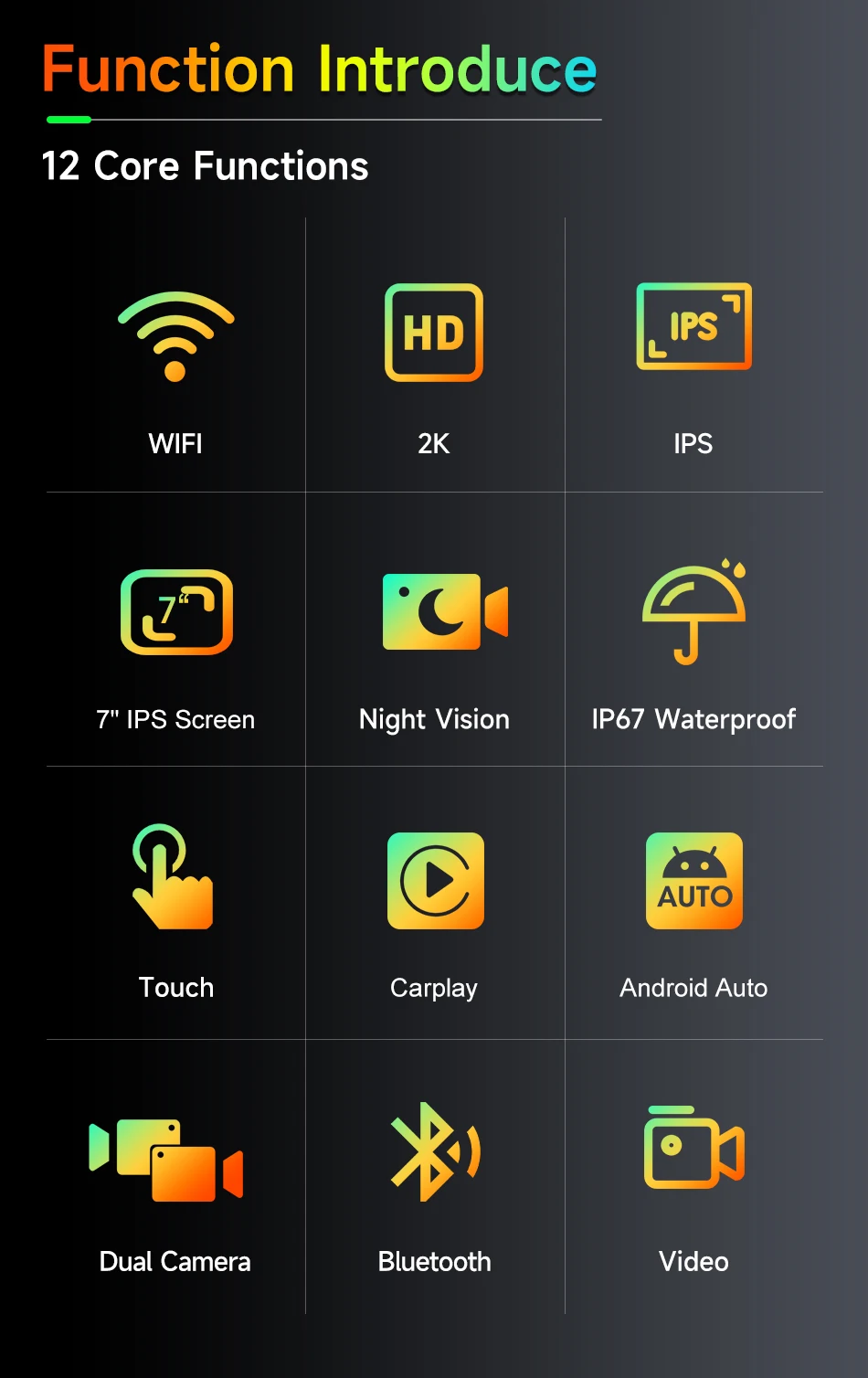 5/7 zoll IPX7 Wasserdichte Motorrad Tragbare Navigation GPS Motorrad Drahtlose Carplay Android Auto Moto Display Screen Monitor – Detail 4