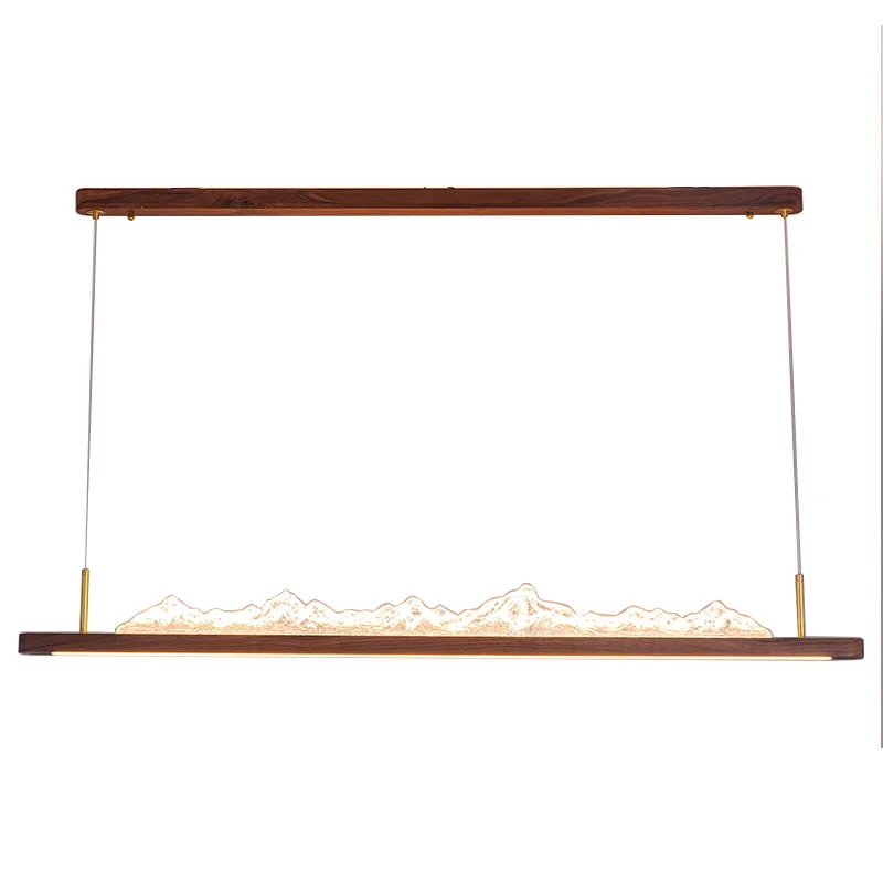 New Chinese tea room chandelier North American black walnut bar tea table lamp one-word strip lamp restaurant lamp