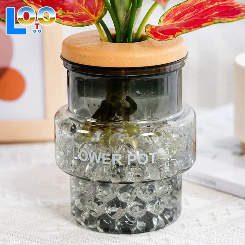 Прозрачный серый прозрачный цветочный горшок Офисный зеленый горшок для растений Домашний горшок