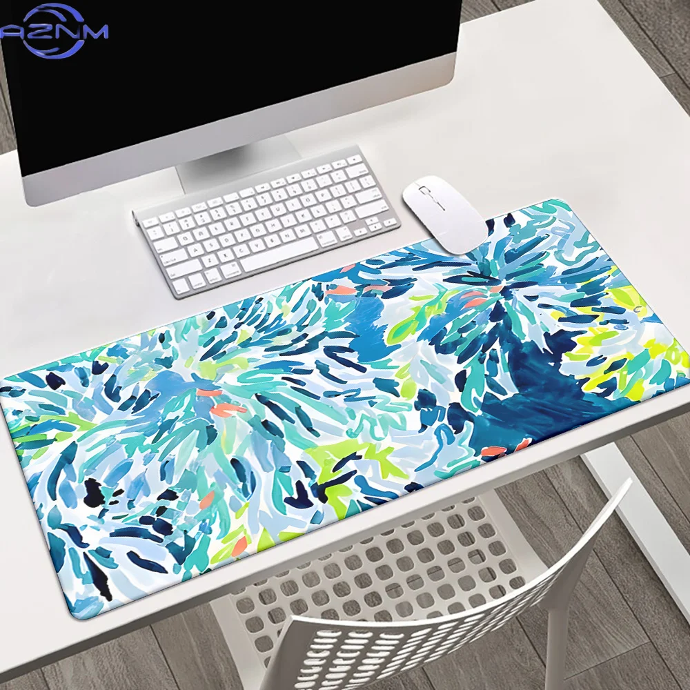 1pc, Beautiful Green Flowers, Kawaii Style, HD Printed Pad for Desk, Multi Functional XXL Mousepad, Keyboard Gaming Mouse Mats,