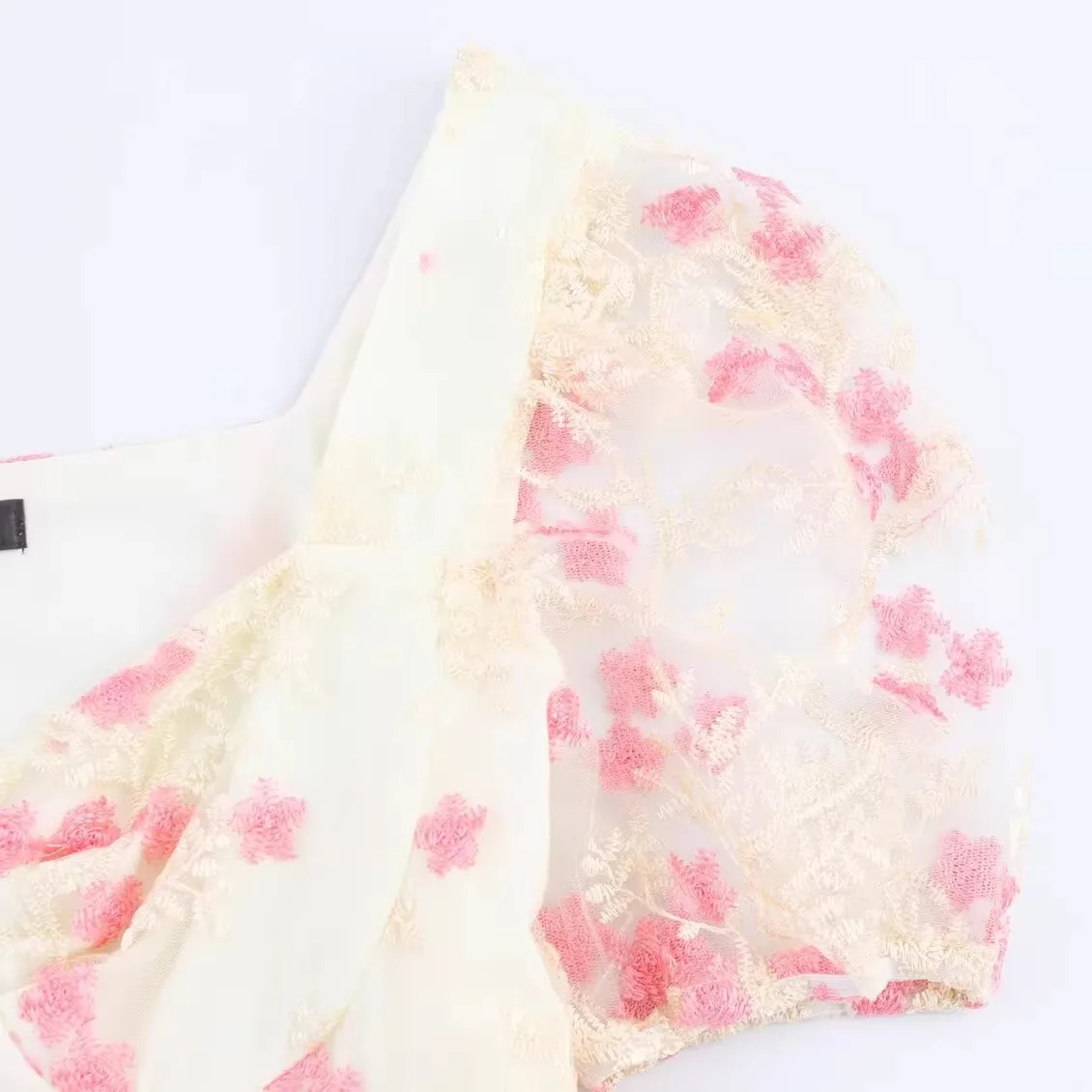 ZBZA ربيع جديد للسيدات تصميم عصري مطرز بأكمام فقاعية تنورة طويلة أنيقة عالية الخصر من البوليستر فستان الأميرة الخيالية