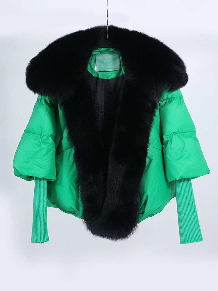 OFTBUY New White Duck Down Jacket Winter Women Warm Loose Coat Natural Real Fox Fur Collar Thick Luxury Outerwear New Fashion