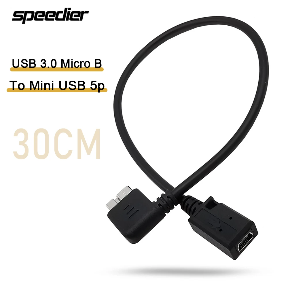 30CM USB 3.0 Micro B To Mini USB 5p Female Data Short Cable Adapter Online Shooting Line for Nikon Canon SLR Cameras Computer.