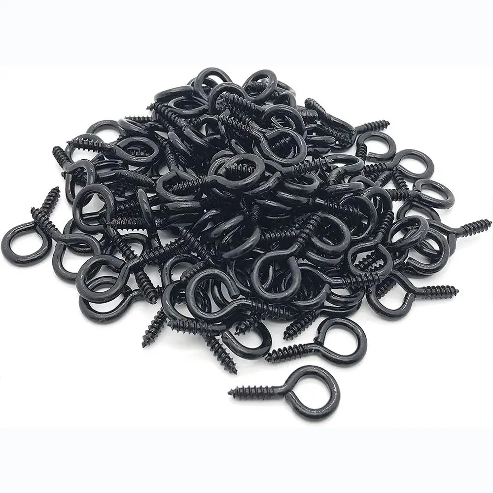 50Pcs Black 1\'\' Screw Eyes Durable Metal Zinc Plated Metal Eye Hook Self Tapping Eyelet Screws Indoor & Outdoor Hanging