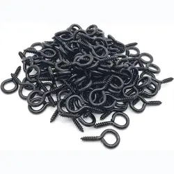50Pcs Black 1'' Screw Eyes Durable Metal Zinc Plated Metal Eye Hook Self Tapping Eyelet Screws Indoor & Outdoor Hanging