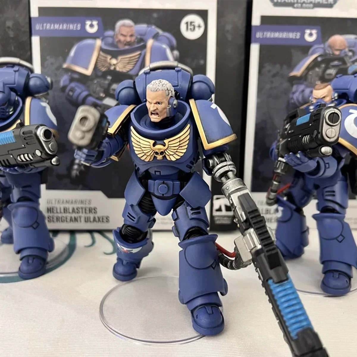 [In-Stock] JOYTOY Warhammer 40K Ultramarines Hellblasters Action Figure Sergeant Ulaxes Brother Joint Movable Figurine Toys Gift