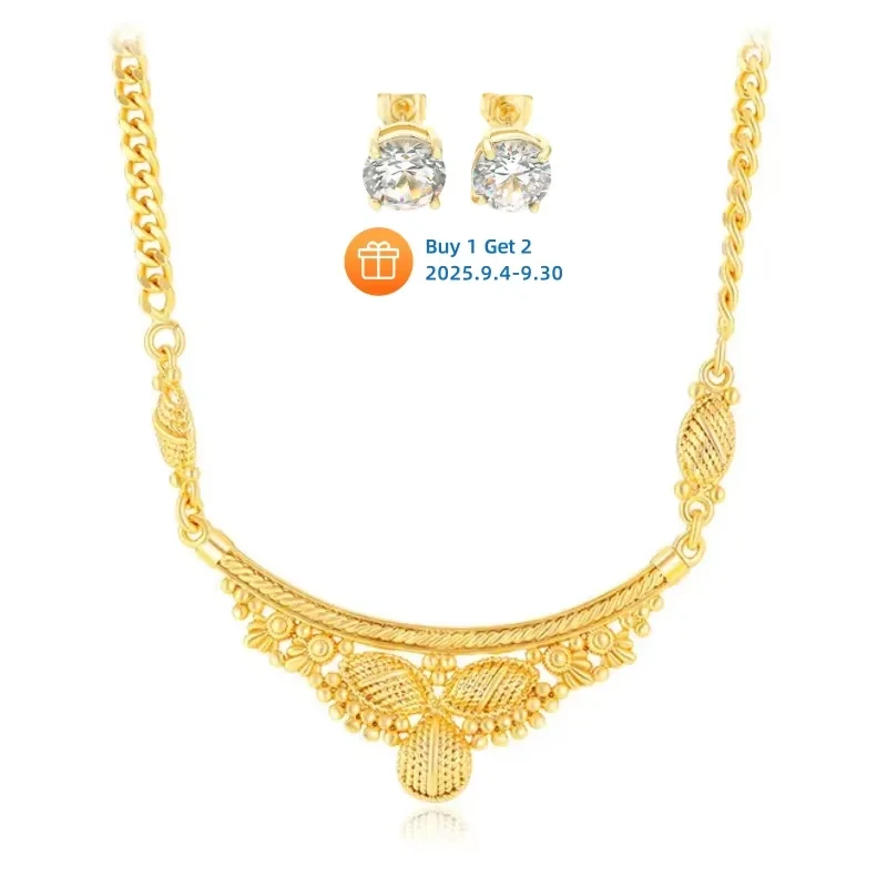 

Dawn's 24K Gold-Plated Bridal Necklace Luxury Regal Vintage Pendant Choker Women's Neck Chain 2025 Trendy Fashion Jewelrly