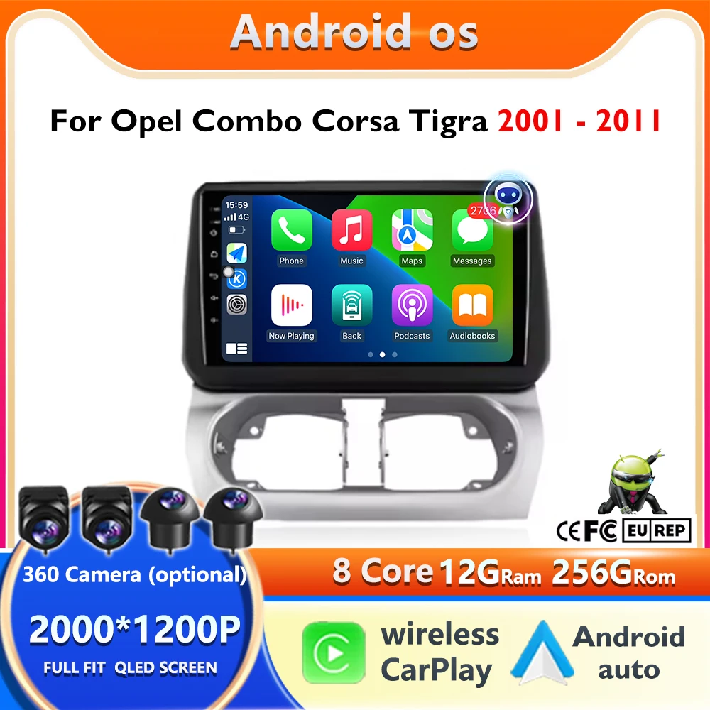 

Android 16 Car Radio Auto Carplay For Opel Combo Corsa Tigra 2001 2002 2003 -2011 Stereo Multimedia Navigation GPS carplay auto