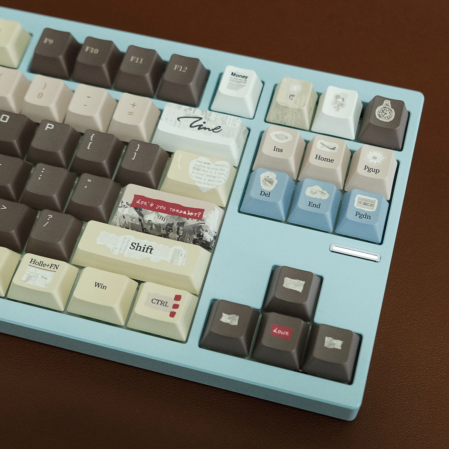 Tempo jornal Retro Dark Brown Keycaps, Chery Pbt Keycaps com Vintage Feel, inclui "L" entrar chave, 137 chaves