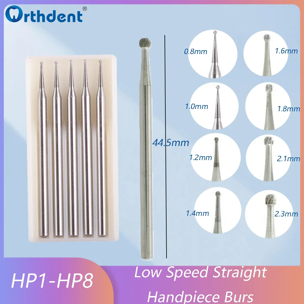 5Pcs/Box Dental Tungsten Carbide Burs For Low Speed Straight Handpiece Endo HP1HP8 Ball Head Series Dentistry Drill Therapy Tool