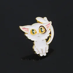 Anime Suzume No Tojimari Daijin Enamel Pin White Cat Bag Brooch Cartoon Animal Badge Denim Lapel Pin Jewelry Cosplay Accessories