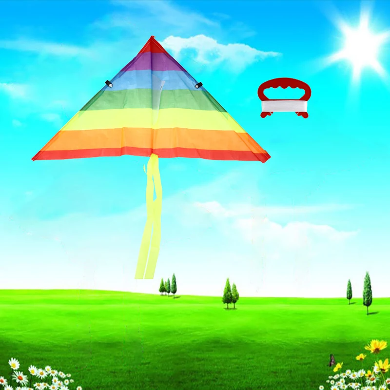 Rainbow Kite With 50M Kite Line Outdoor Kites Kids Toy Kid Gift Garden Cloth Toy For Kids Toy Kites ＆ Kites Accessories