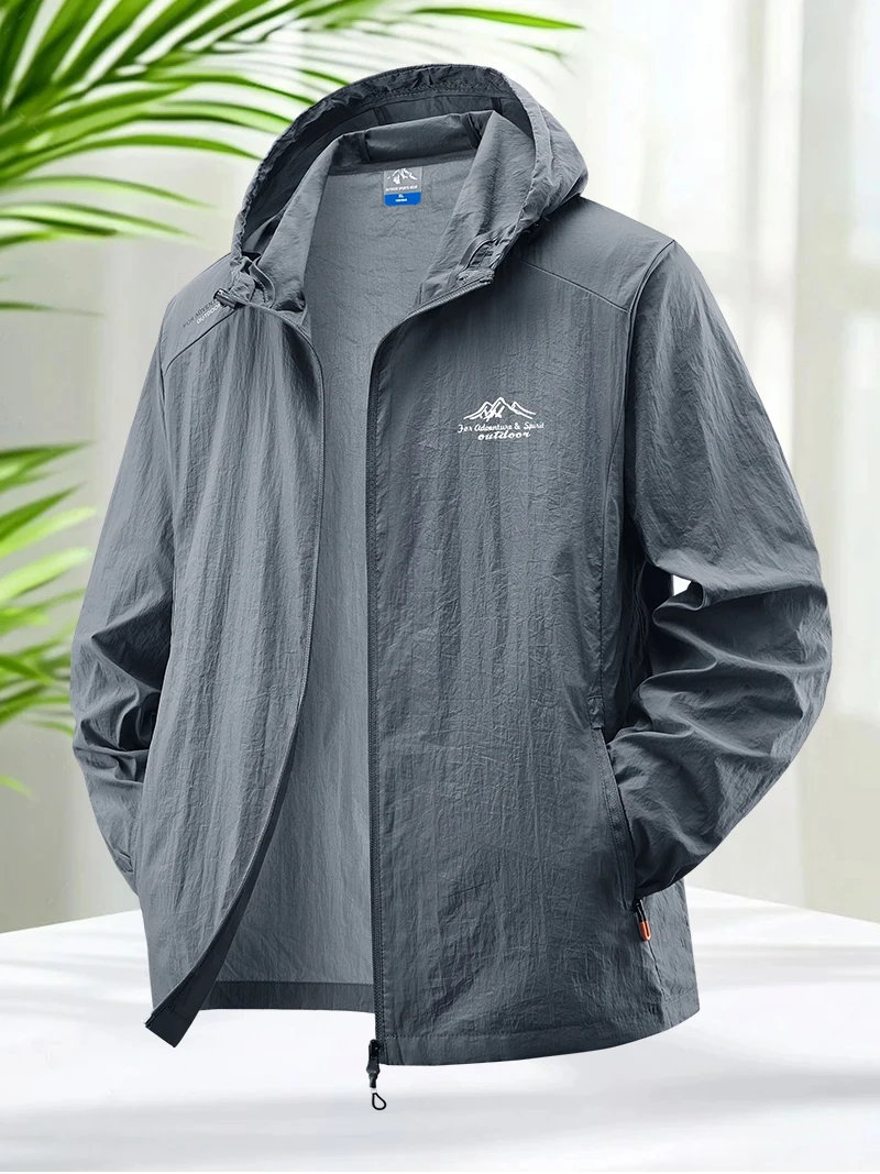 

Sun Protection Clothing for Men Lightweight Hooded Zip Up Jacket Quick Dry Running Coats Outdoor Beach UV Proof Coats Zip Pocket