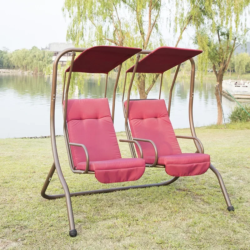 

Outdoor swing hanging chair couple swing, open-air balcony garden iron pipe rocking chair, seaside vacation adult hanging basket