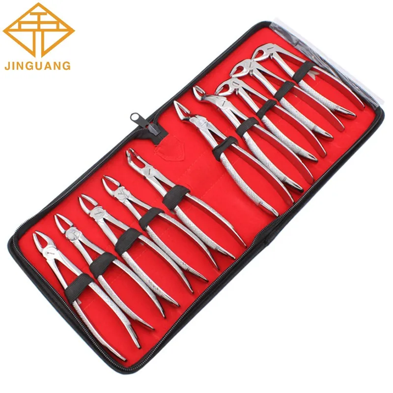 

10pcs/set Adult Tooth Extracting Forceps Pliers for Adults with Toolkits Dental Clinic Surgical Extraction Instrument Dentist