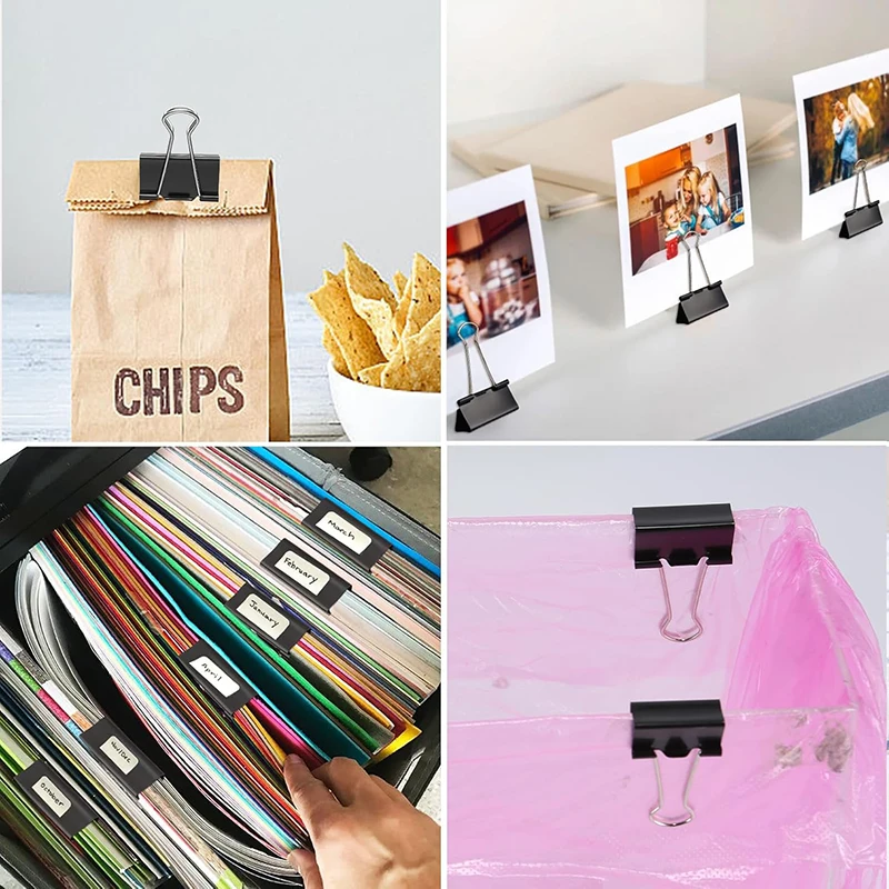 10pcs Black Metal Binder Clips 32mm Notes Letter Paper Clip Binding Securing Household Office Supplies Storage Tools TMZ
