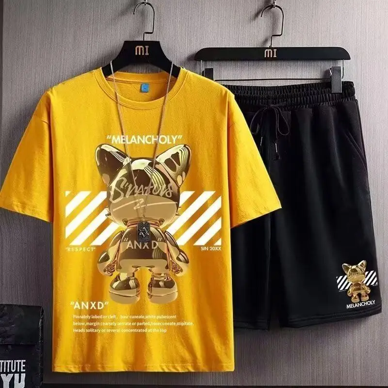 

Men's Suit Fattened and Enlarged Sports Suit Summer Casual Loose Short-sleeved Shorts Two-piece Suit Fat Men's Suit