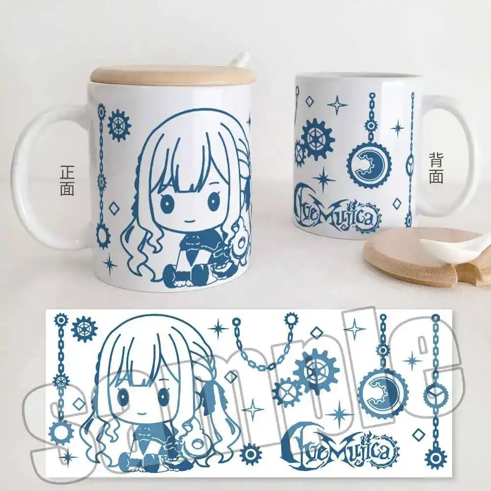 

2025 Anime Cosplay Game Water Birthday Bang Dream Ave Mujica Cartoon Ceramic Coffee Mug Cup Lid Spoon Xmas Gift