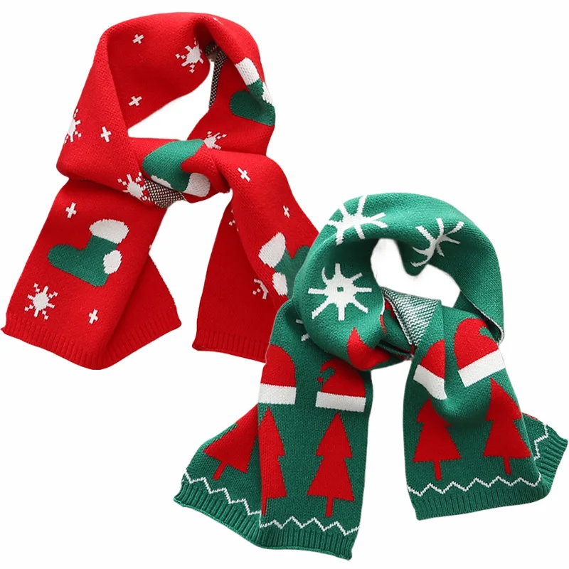 Winter Kid Scarf Christmas Teenager Girl Boy Knitted Shawl Warm Children Scarves Kids Clothing Snow Family New Year Festival