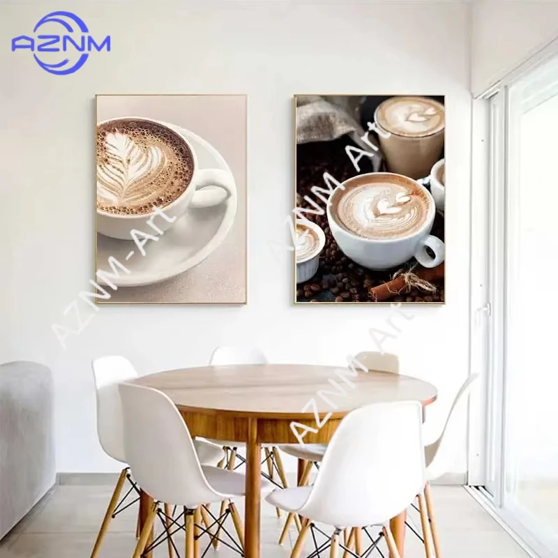 1pc Vintage Latte Coffee Croissant Lines Cookie Posters And Prints Canvas Painting Wall Art Pictures For Living Room Home Decor