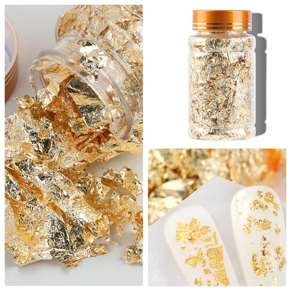 Bottled Gold Leaf Strong Sense Of Decoration Long-lasting Brightness 1 Bottle 3 Colors Gold Flakes For Handicrafts Silver Foil