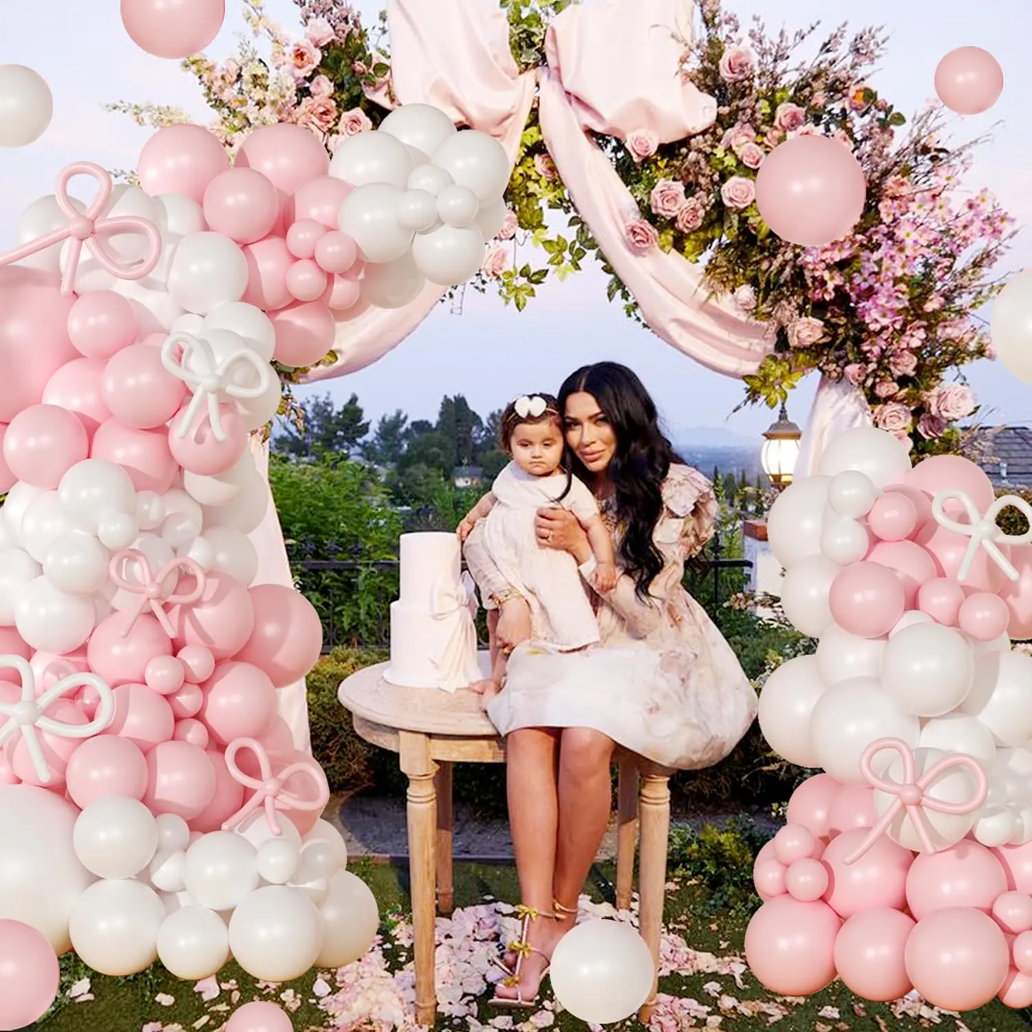 143pcs Pink White Balloon Garland Arch Kit Decor Women Girls Engagement Wedding Birthday Party Baby Shower Decoration