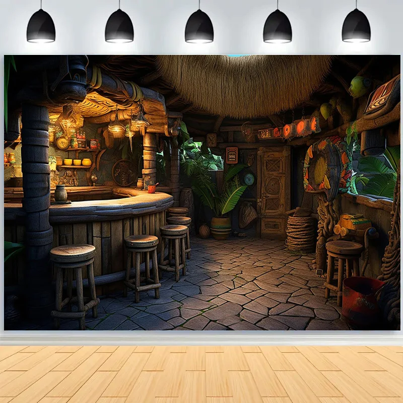 Antique library Old Tavern Barista Coffee Shop Bar Photography Backdrop Warm Medieval Inn Fantasy Photo Studio Background JG-03