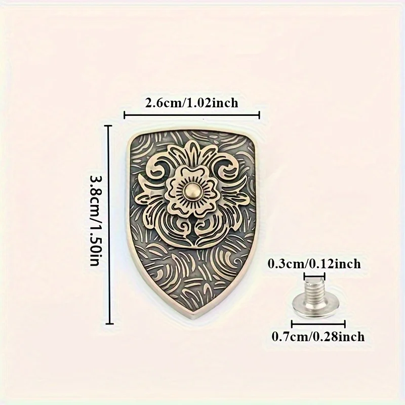 10 Pieces Of Vintage Alloy Keychains, Shield Spiral Buckles, Belt Buckles, Leather Bag Decorative Buttons, Wallet Crafts, Bronze