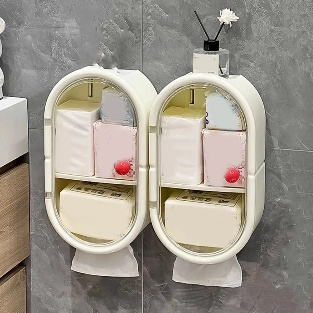 

Wall Mounted Chopsticks Storage Box Dustproof Large Capacity Cosmetic Tissue Storage Rack Waterproof Anti-Mold