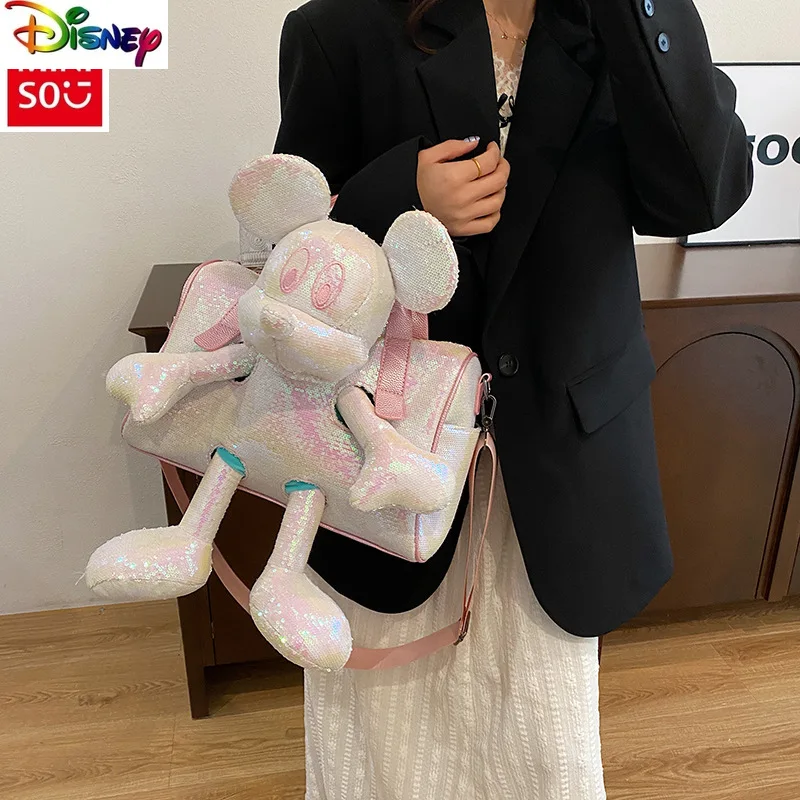 حقيبة ديزني الفاخرة عالية الجودة ميكي كروس للنساء، حقيبة يد عصرية لامعة ذات سعة كبيرة ومتعددة الاستخدامات #2