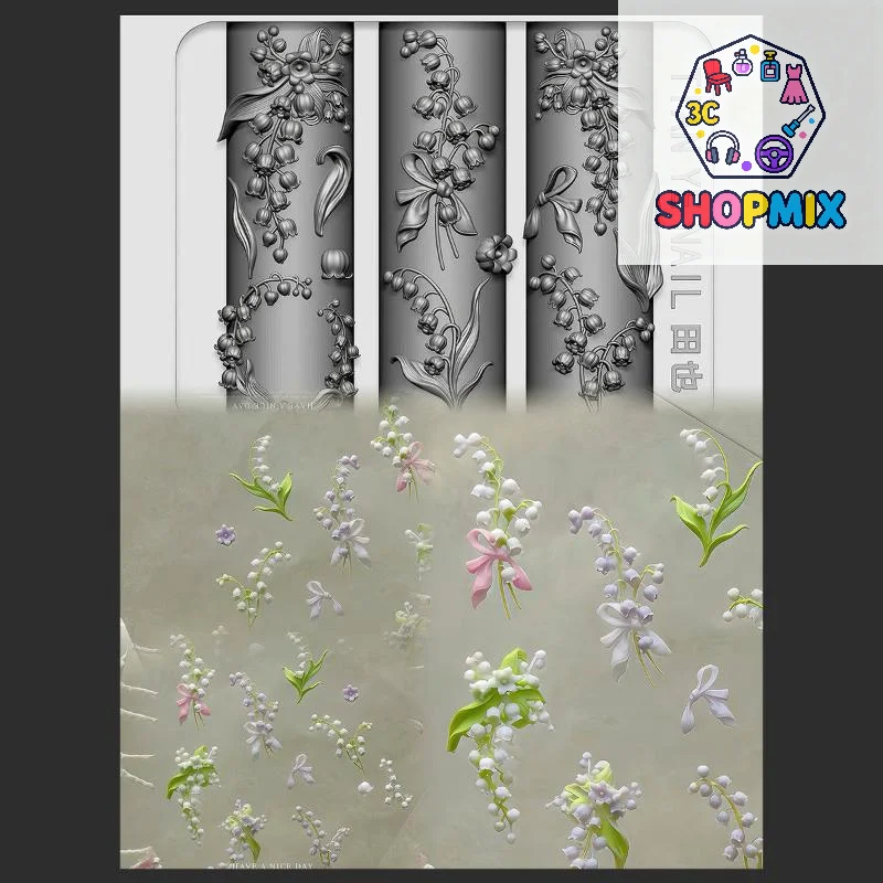 

Flowers Series 3D Curved Nail Mold Lily Of The Valley Lotus Flower Diy High Tranparent Nail Templates Nail Mold Art Decor