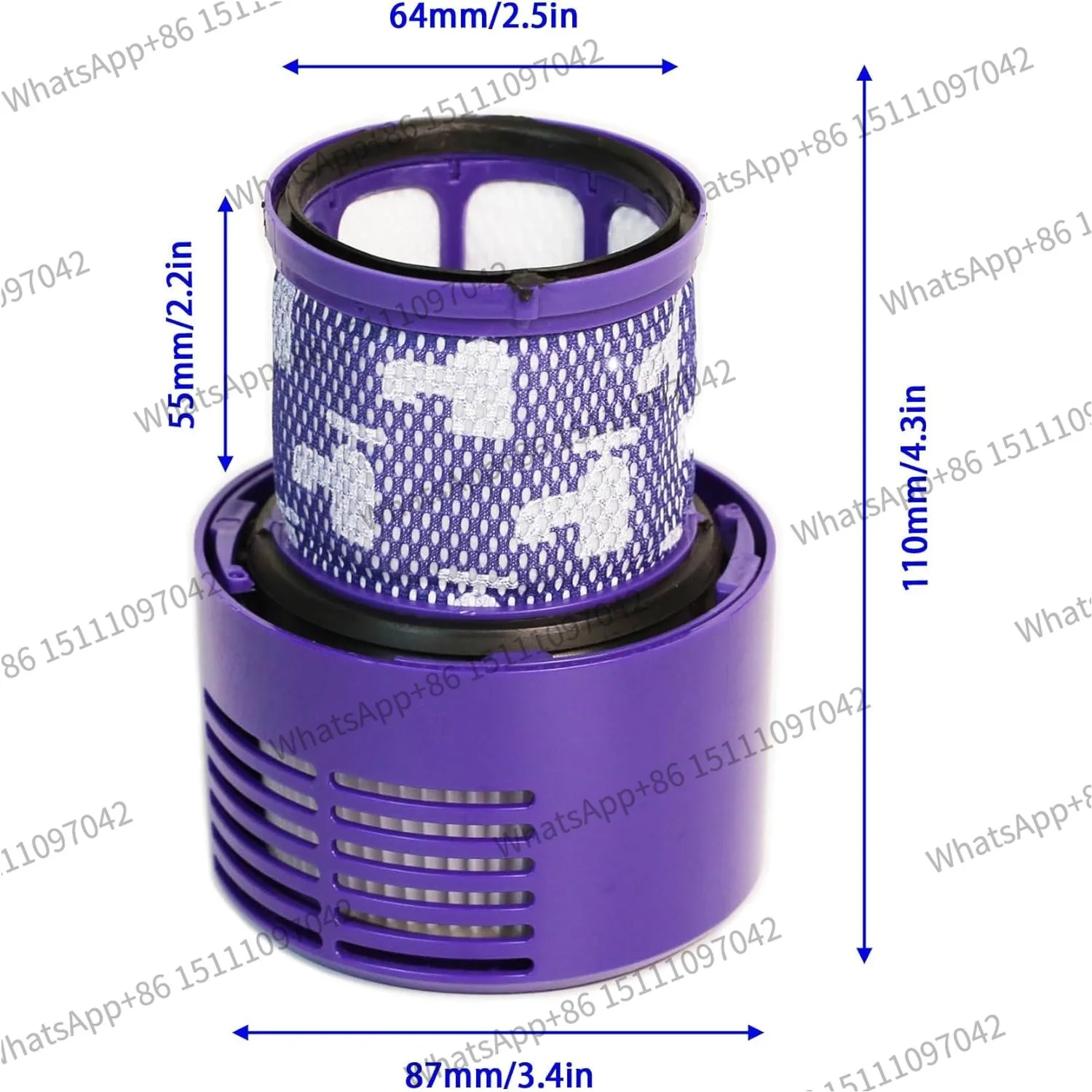 Vacuum Post Filter 2 Pack Replacement Compatible with Dyson V10 Cyclone SV12 96908201 Animal Absolute Total Clean HEPA Cleaner