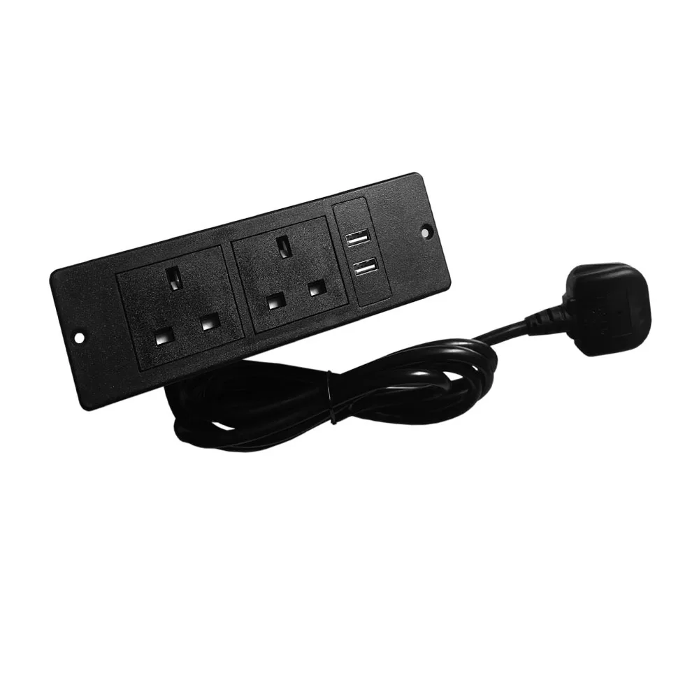 5PCS British 3 Pin Power Desktop USB Plug Row 10A Spina elettrica per mobili da ufficio Comodino Libreria-Incassato nei mobili