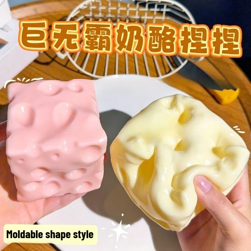 Jumbo Käse-Würfel Stressball Großer Formbarer Käse-Squeeze-Ball Nicht-Springender Fidget-Spielzeug ASMR Sensorisches Anti-Stress Festival-Geschenk