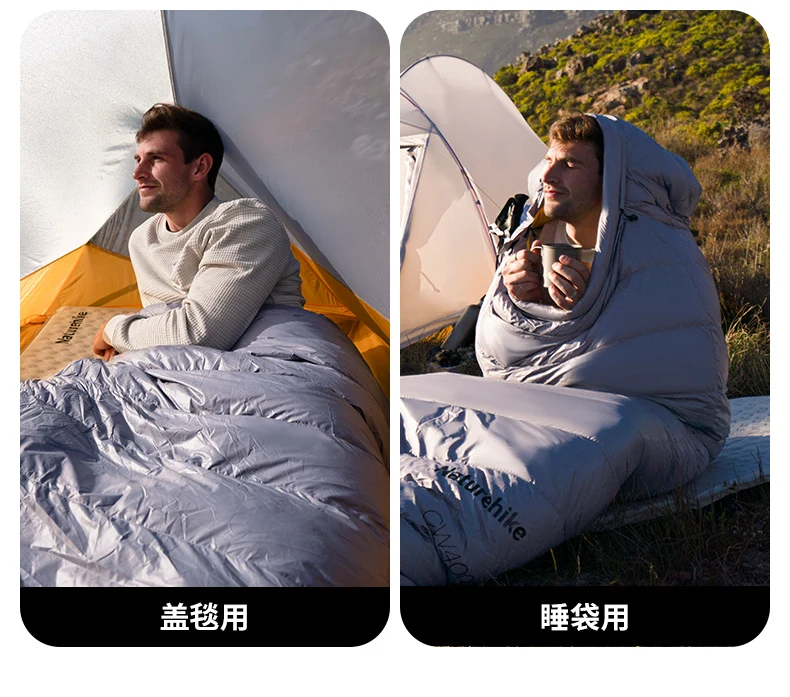 Naturehike CW400 Entendaunenschlafsack Outdoor Winter Camp 650FP Warmhaltende Kapuze 20D Nylon Umschlagschlafsack NH18C400-D – Detail 9