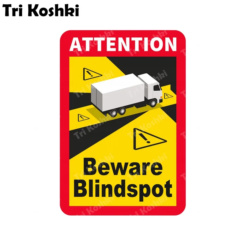 Tri Koshki KCS529 Beware Blindspot Attention Car Sticker Decals Sticker on Long Bus Truck Cargo Engineering transport vehicle